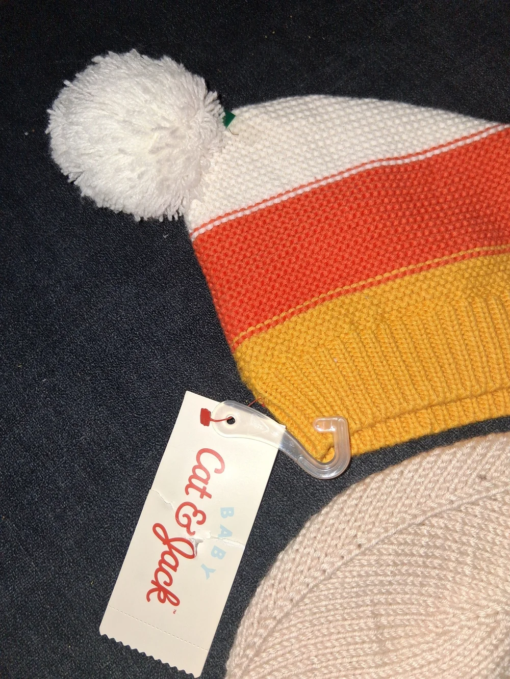 Cat & Jack Kids Candycorn And Gord Beanie Hat in White, Orange & Yellow